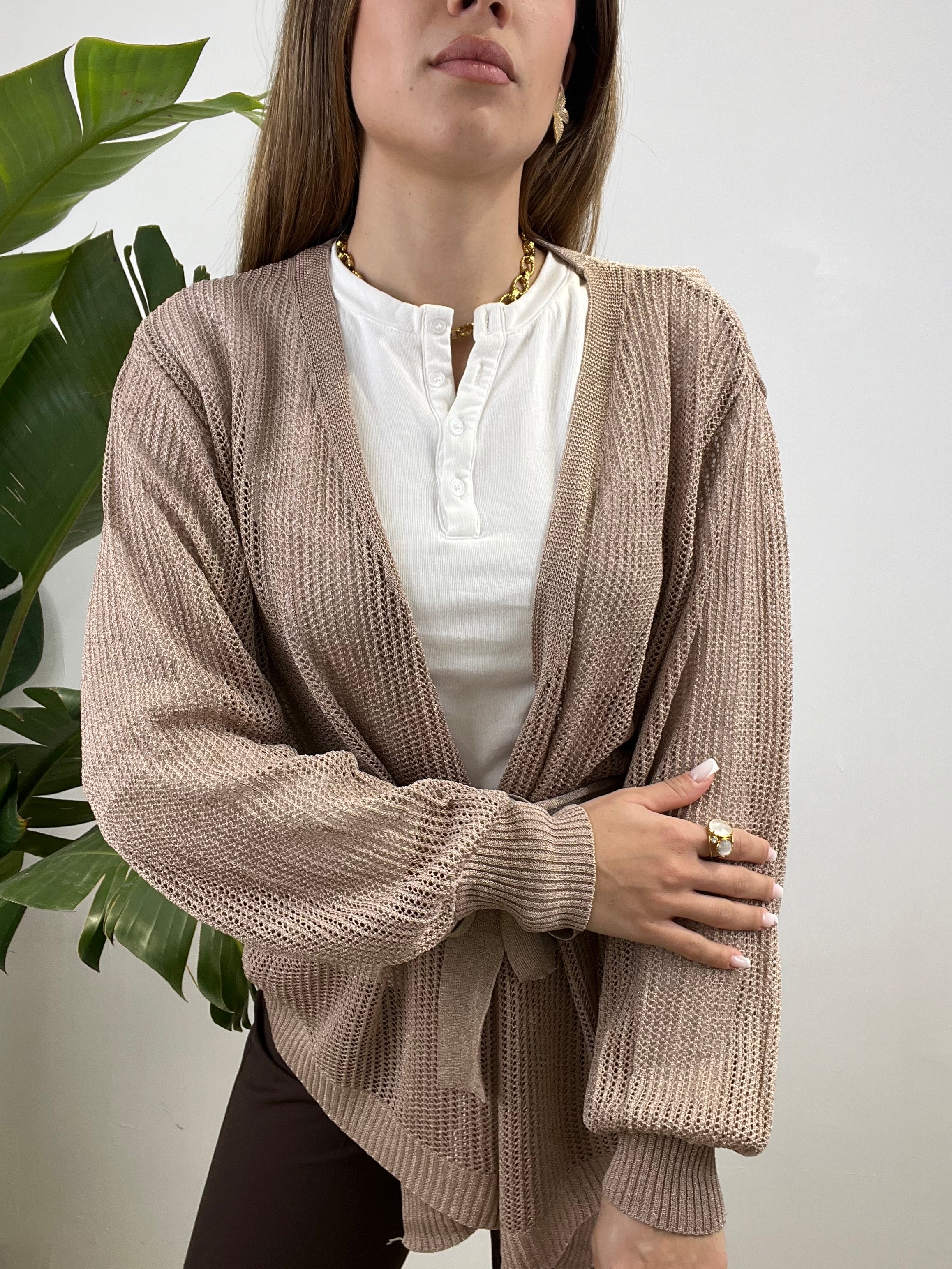 CARDIGAN TRAFORATO BRONZO