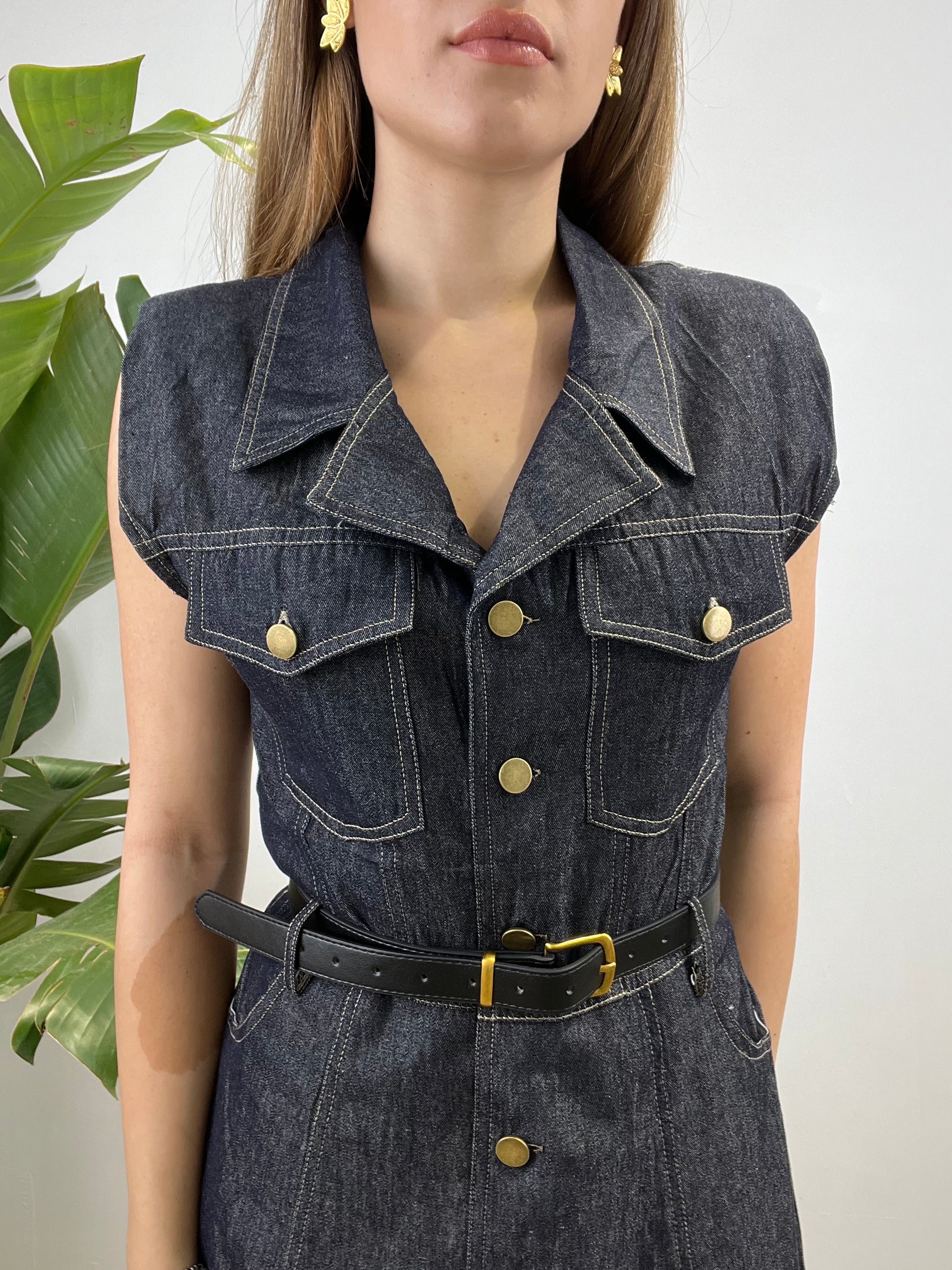 LONG DRESS CAMELIA DENIM SCURO