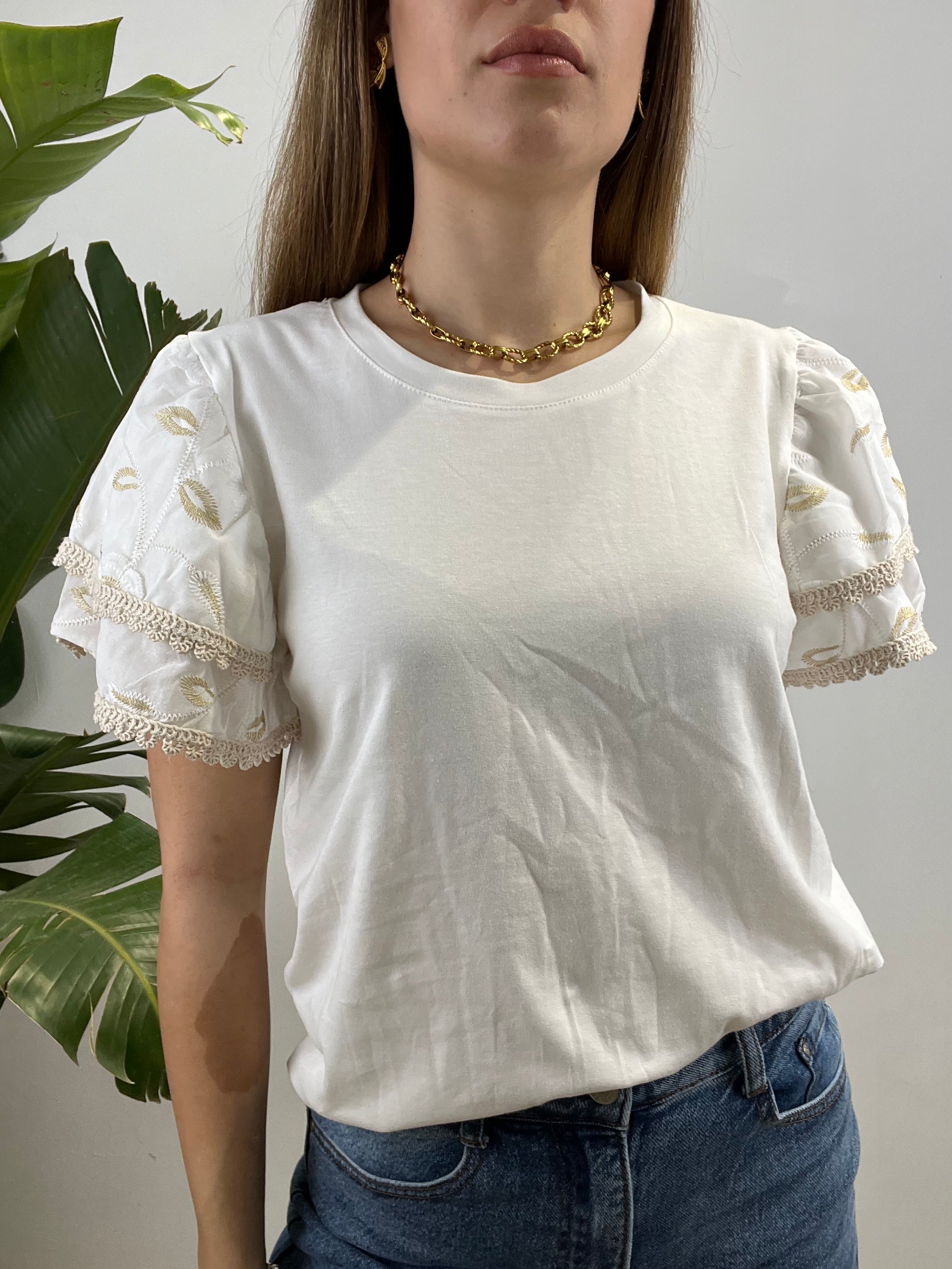 T-SHIRT MANICA PIZZO