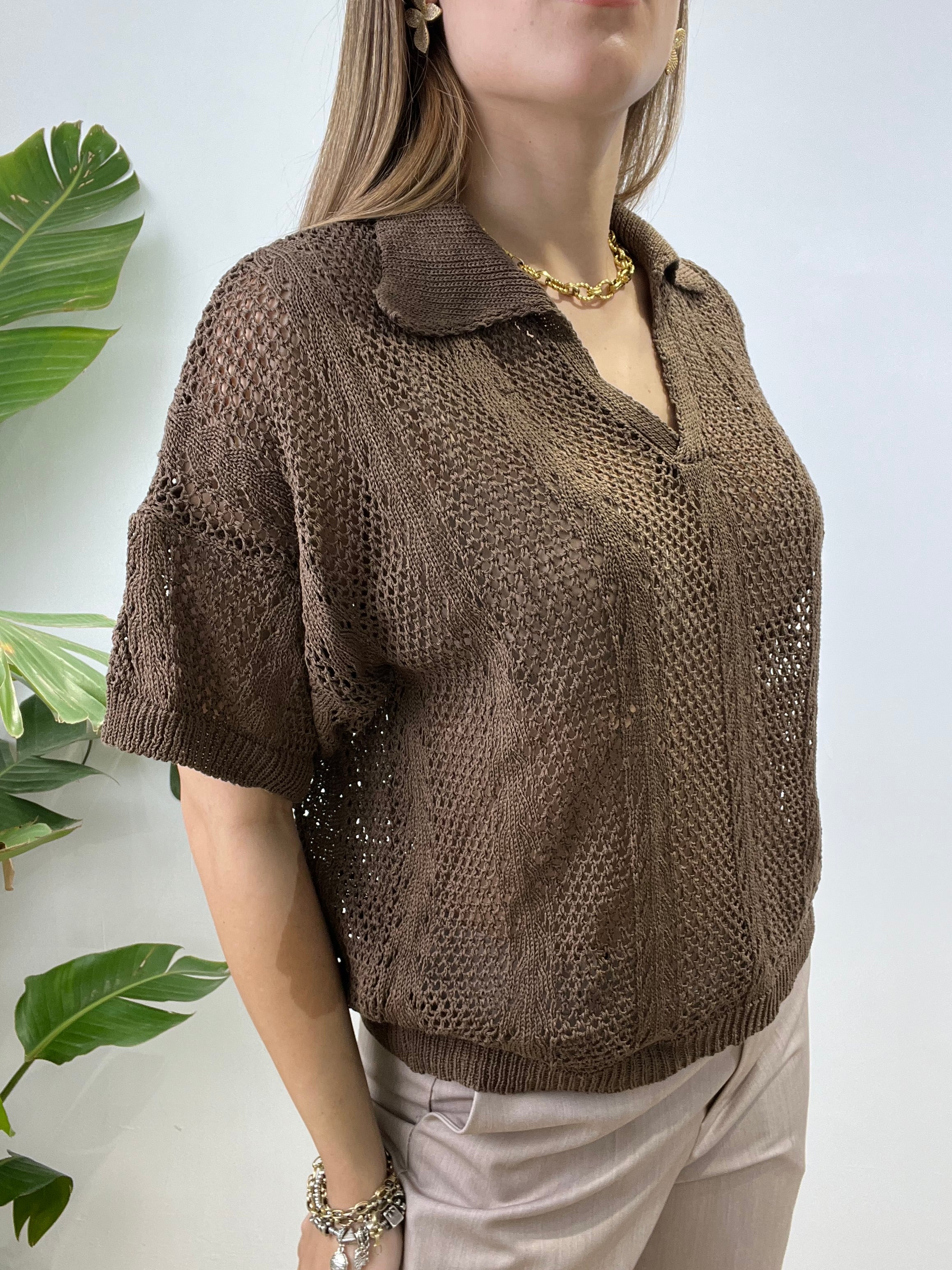 POLO CROCHET MARRONE