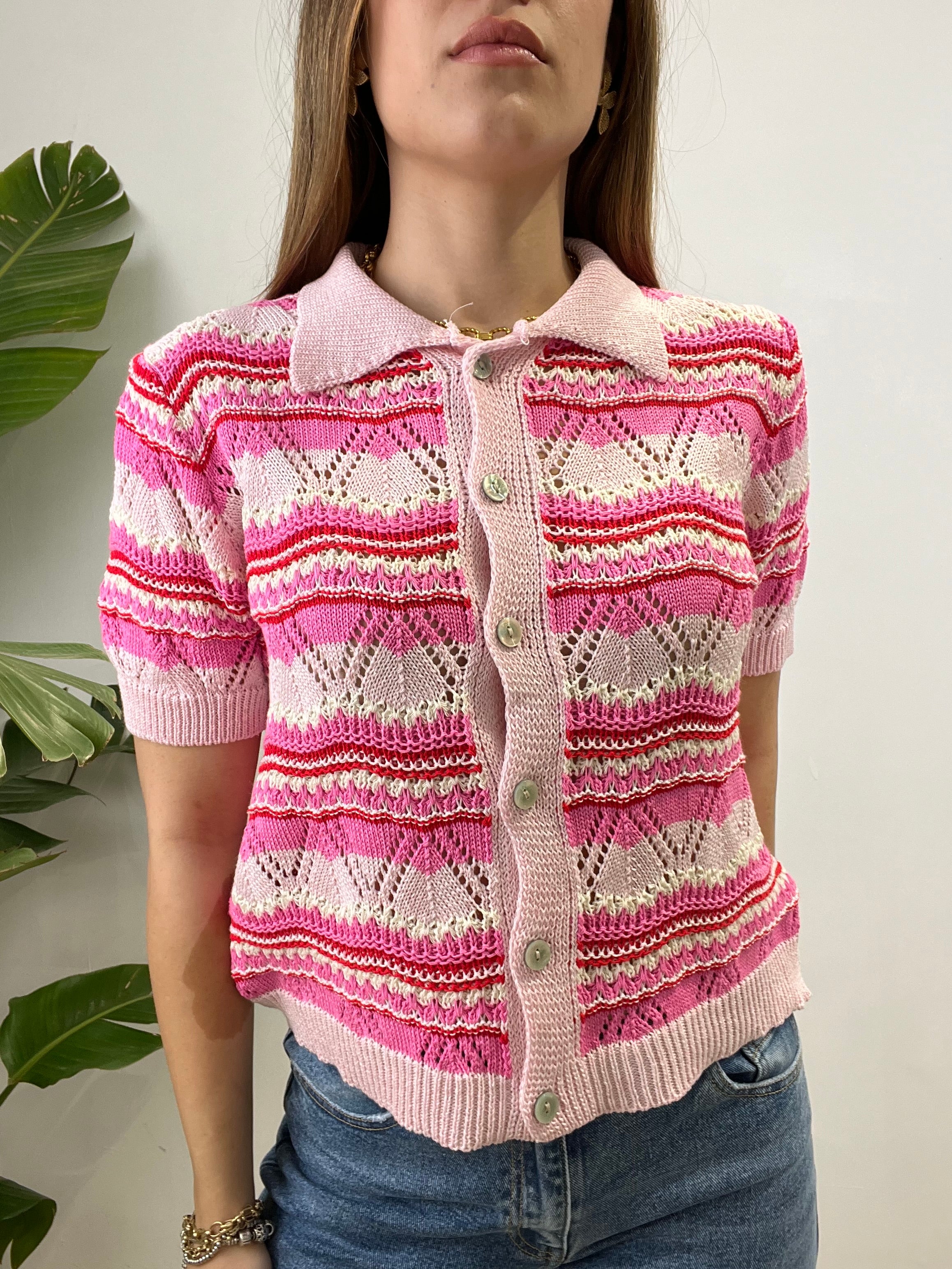 POLO CROCHET CLAUDIA ROSA FUCSIA
