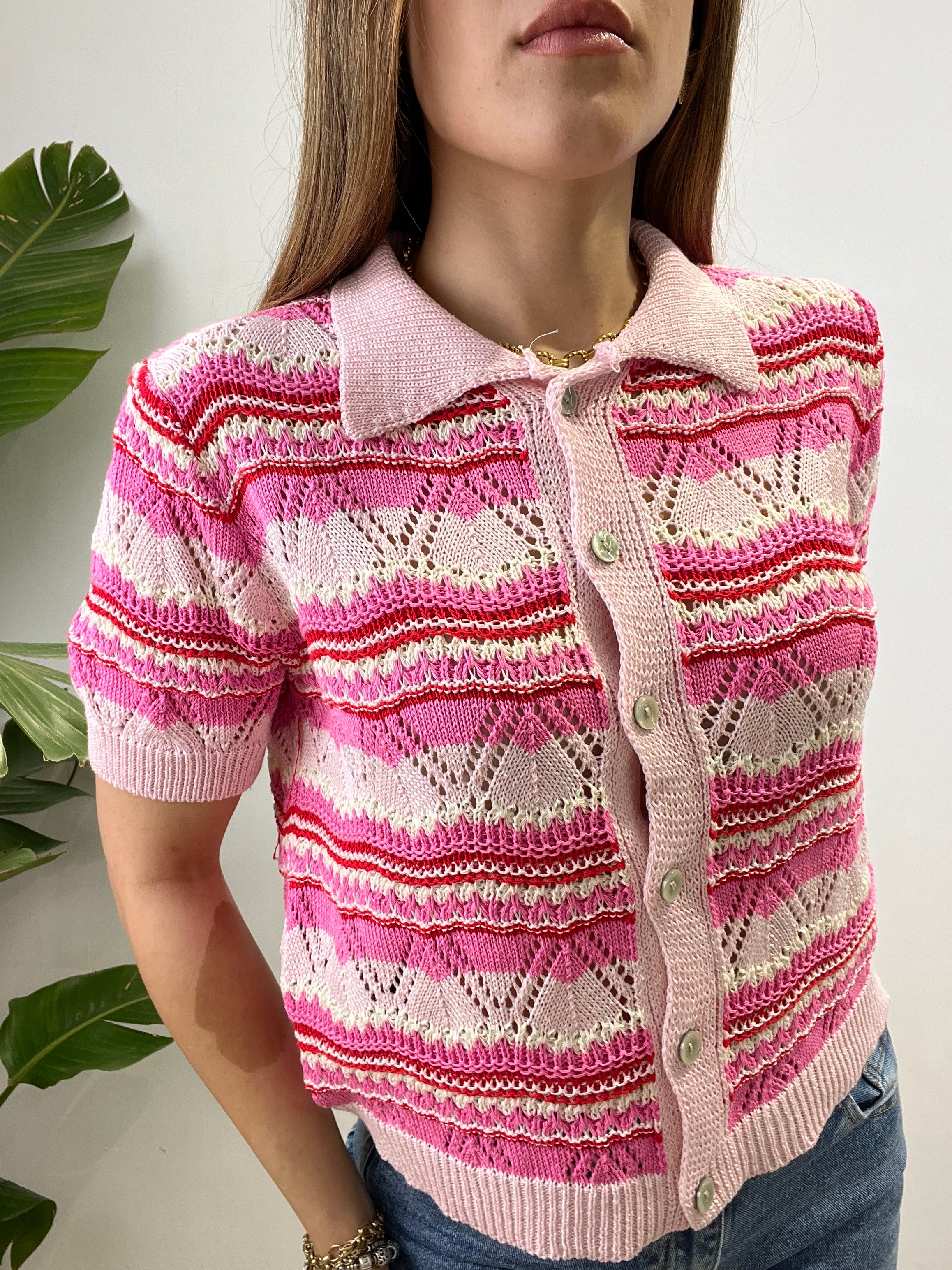 POLO CROCHET CLAUDIA ROSA FUCSIA