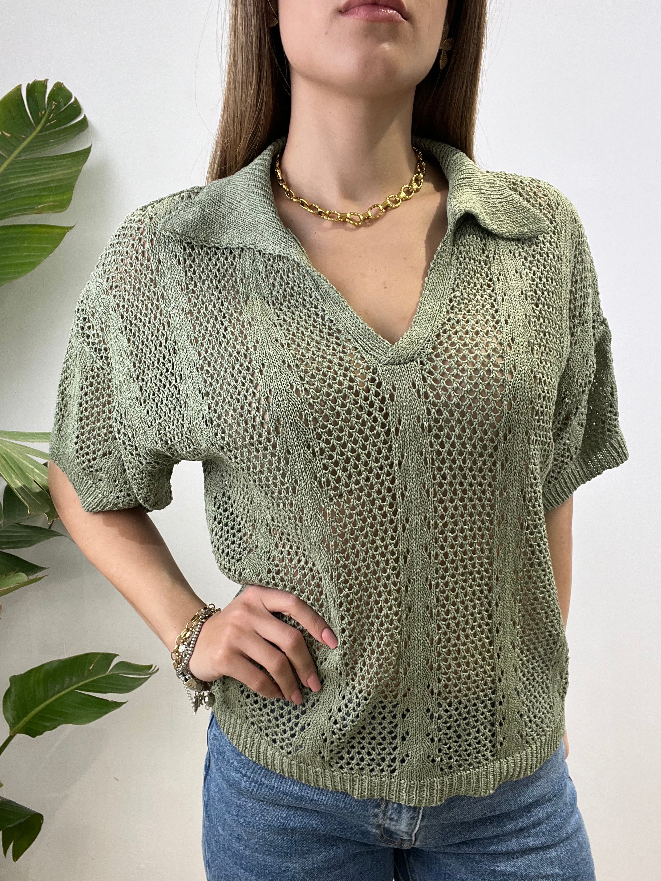 POLO CROCHET VERDE