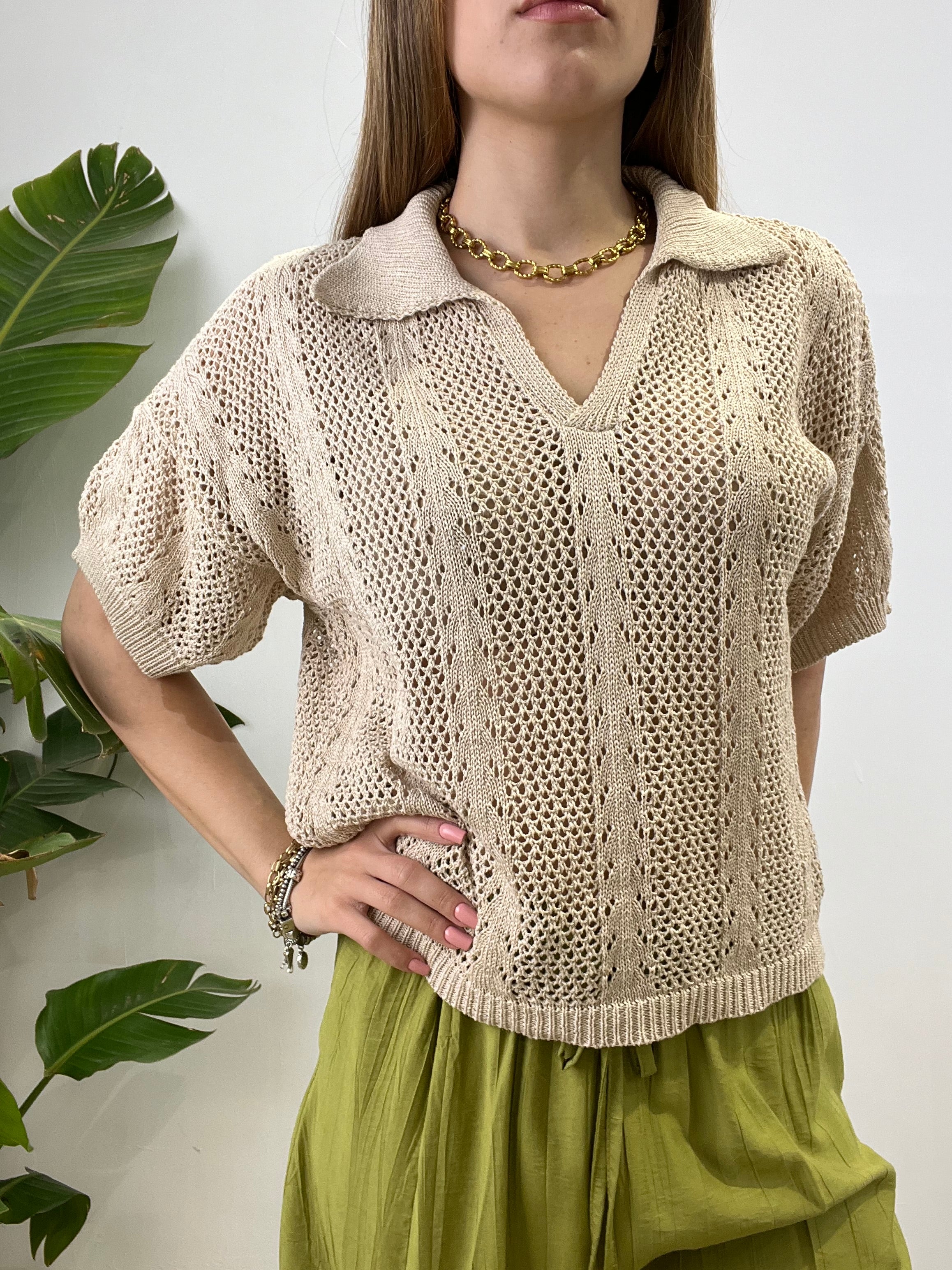 POLO CROCHET BEIGE