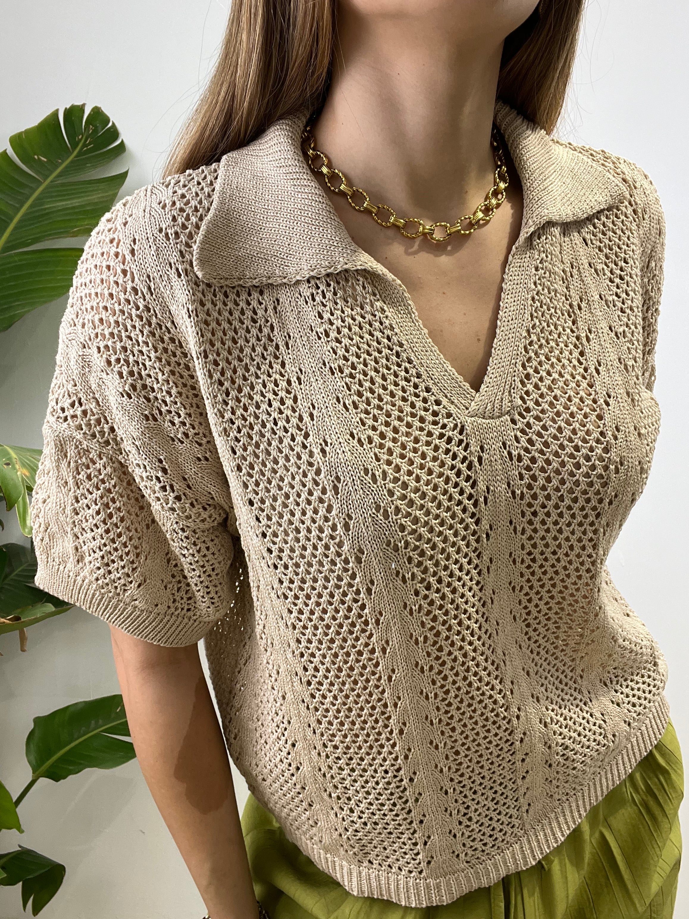 POLO CROCHET BEIGE