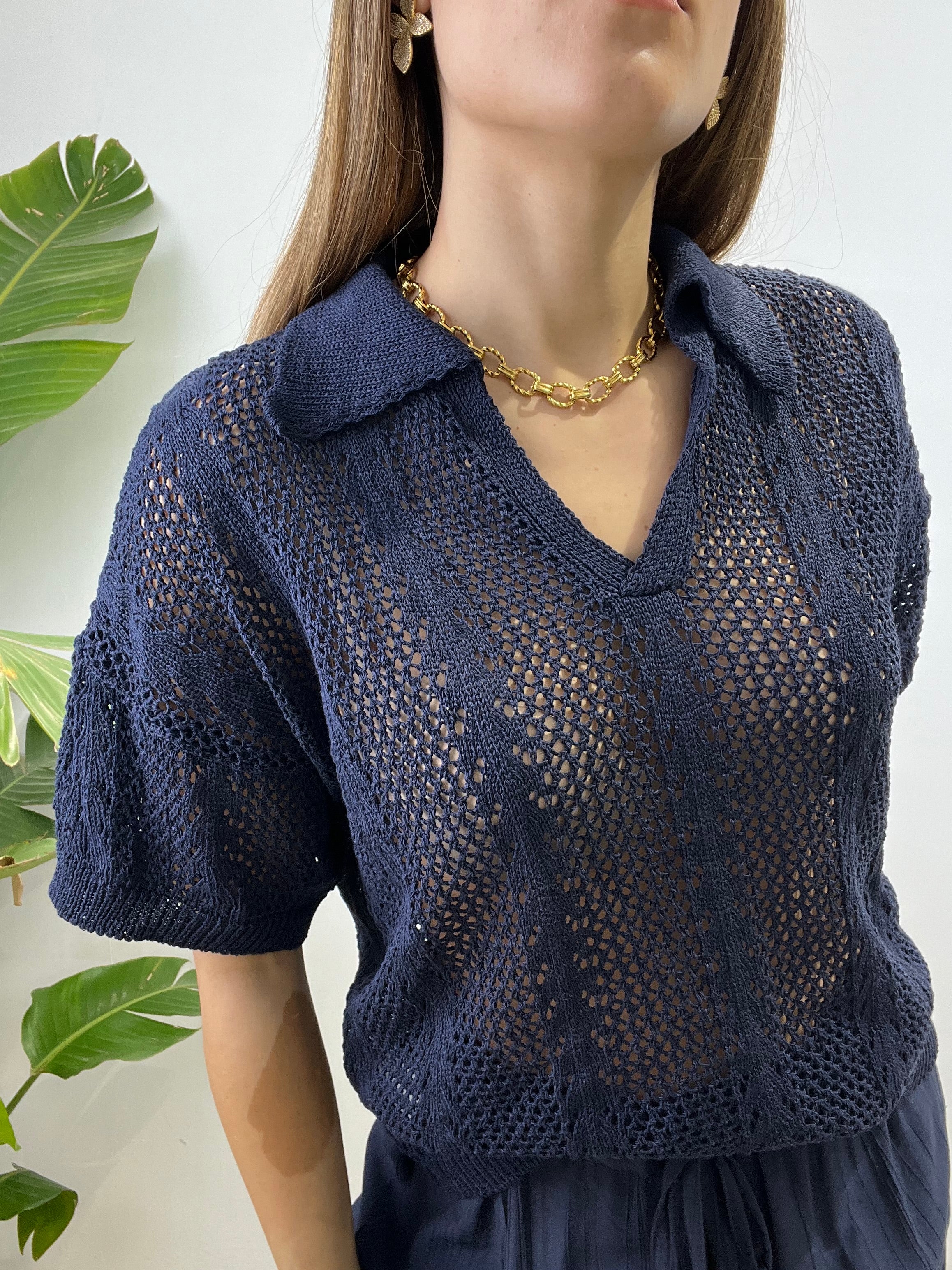 POLO CROCHET BLU