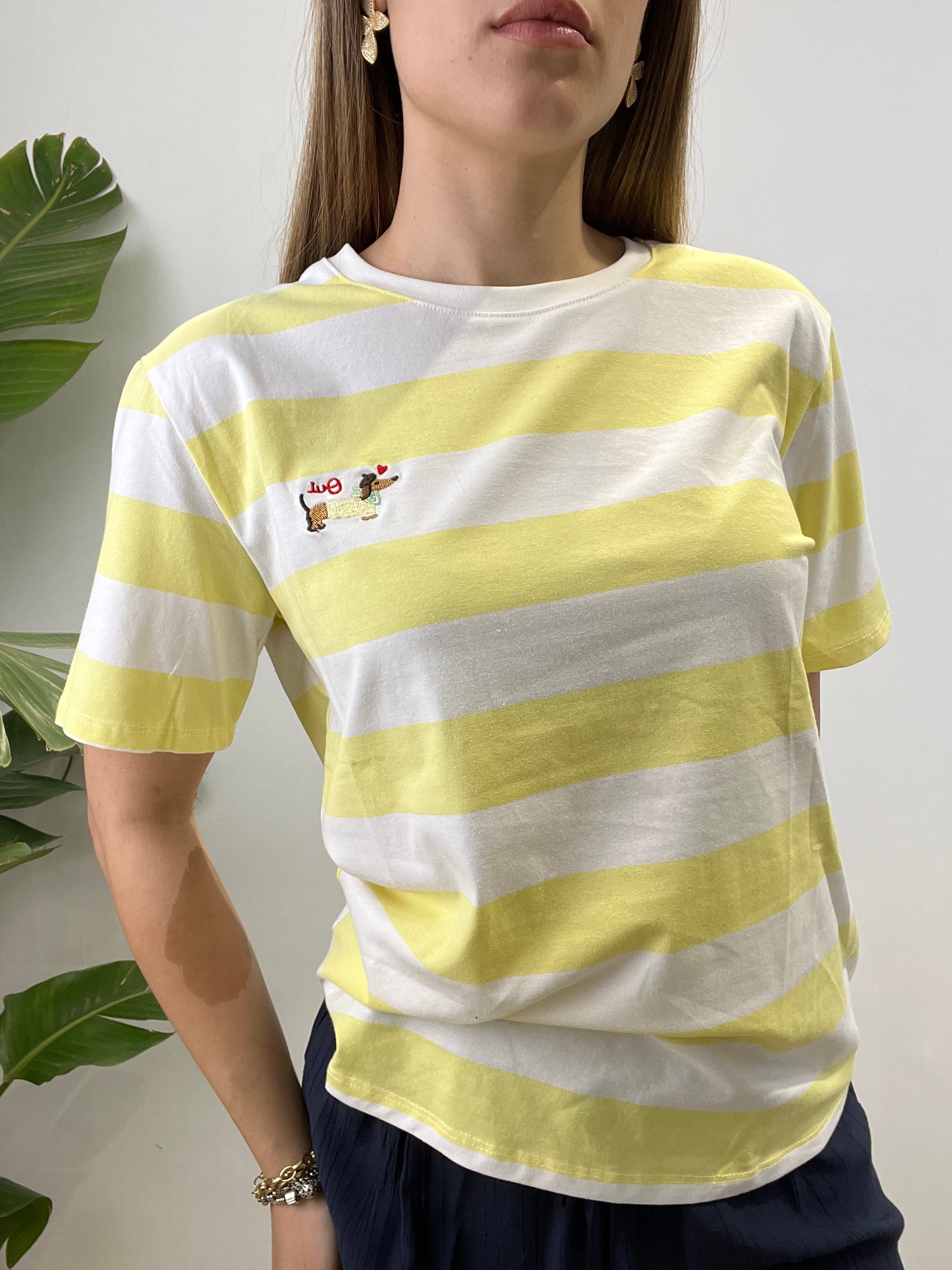 T-SHIRT RIGHE BASSOTTO GIALLA