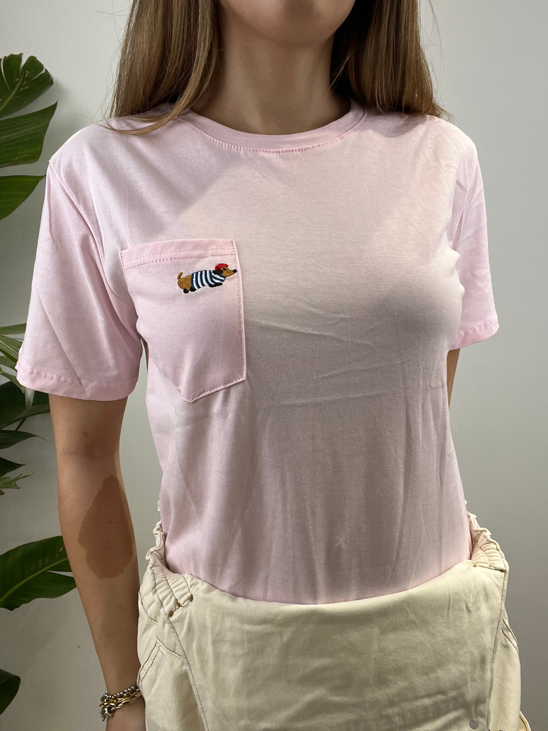 T-SHIRT BASSOTTO ROSA