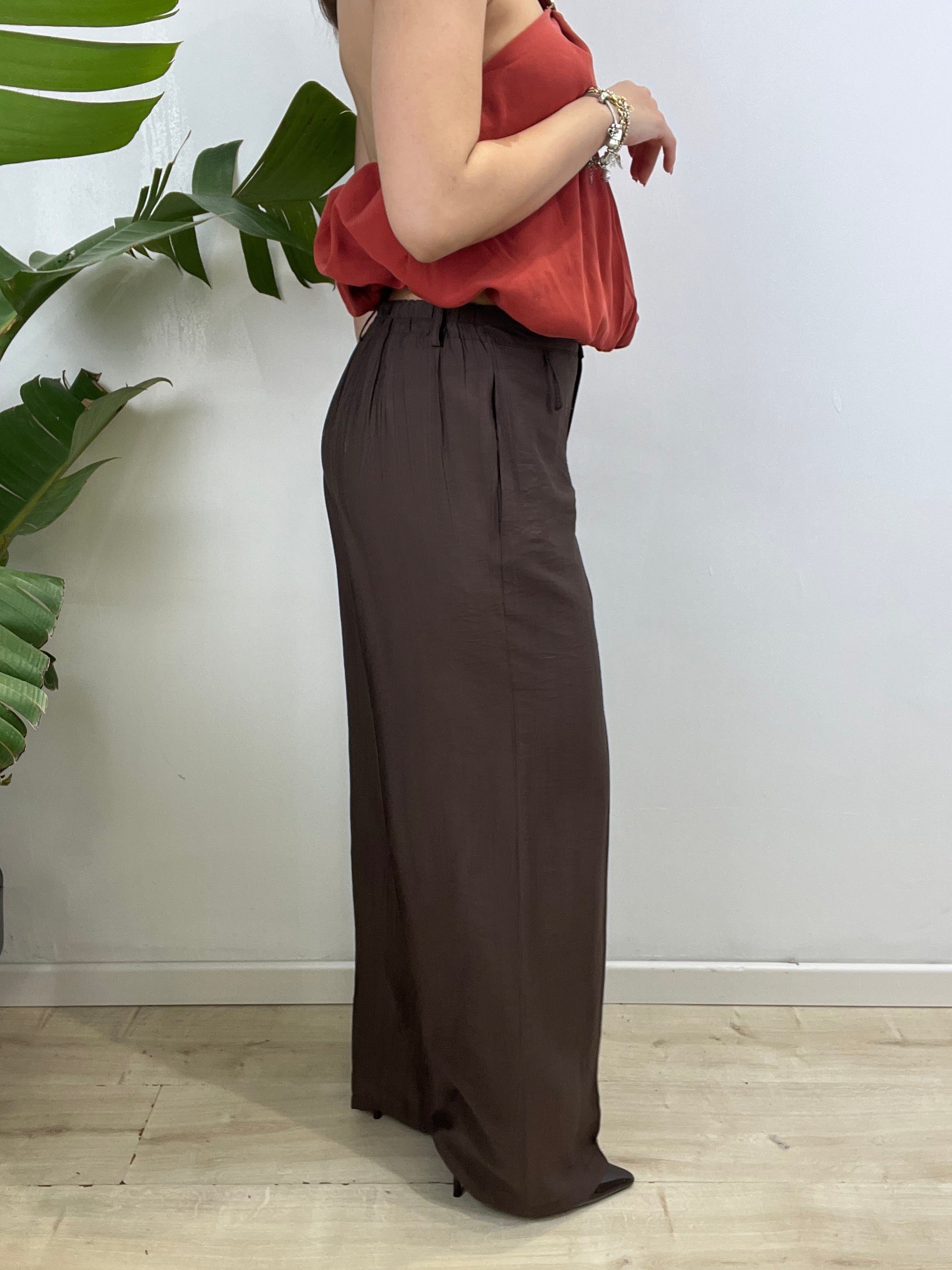 PANTALONI MORBIDI LULY MARRONE