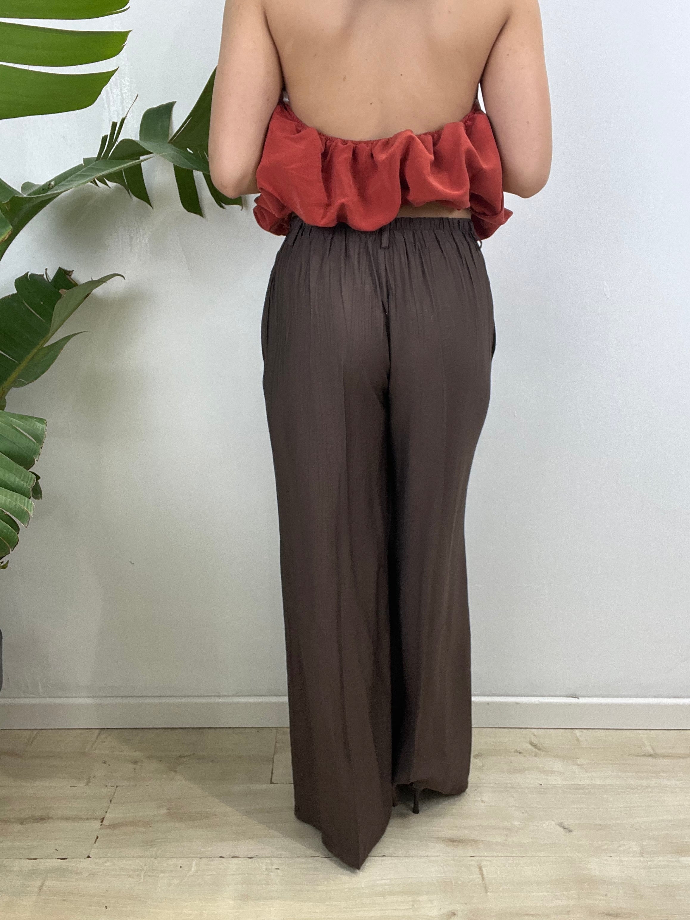 PANTALONI MORBIDI LULY MARRONE