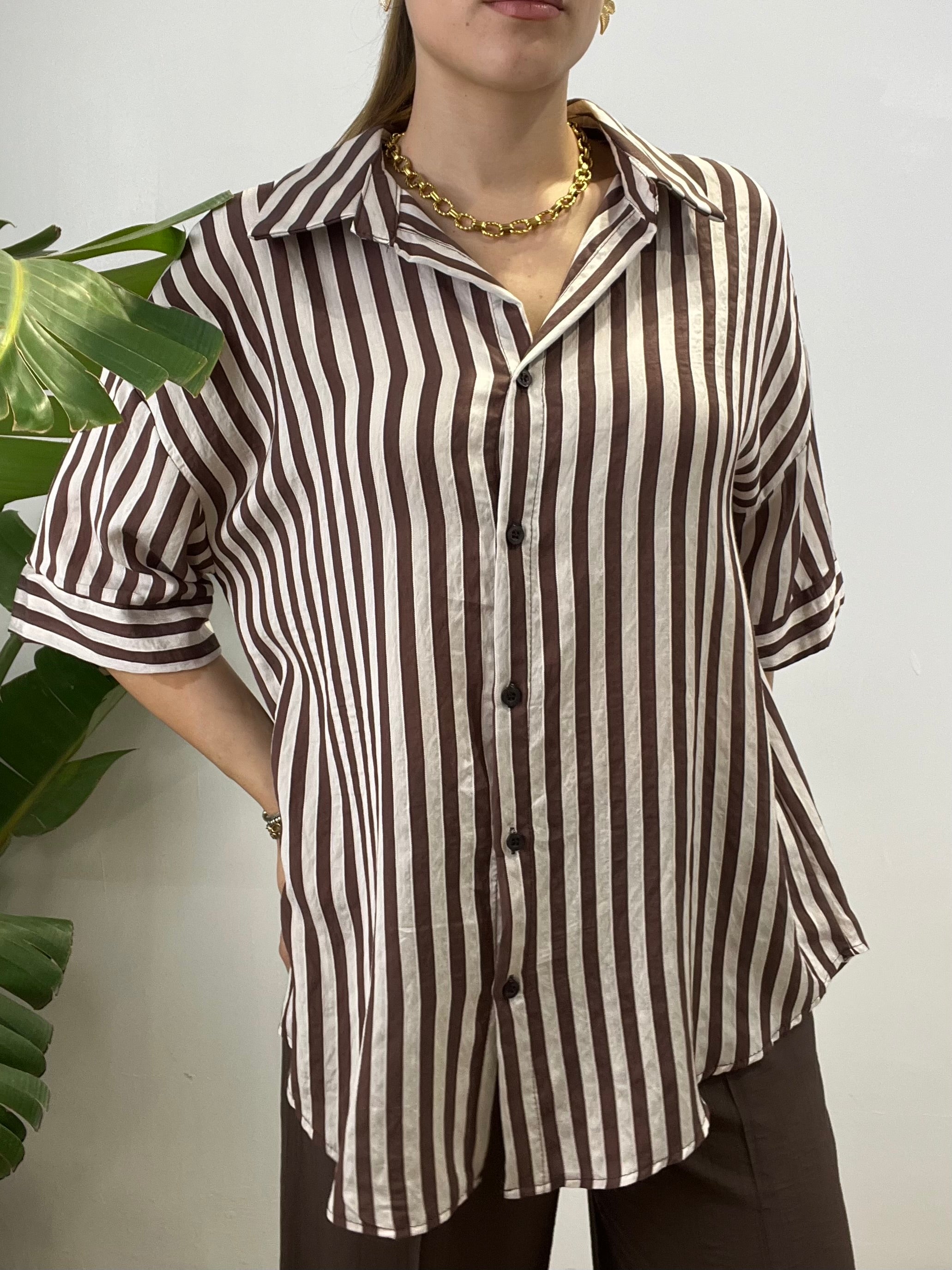 CAMICIA RIGHE MARRONE
