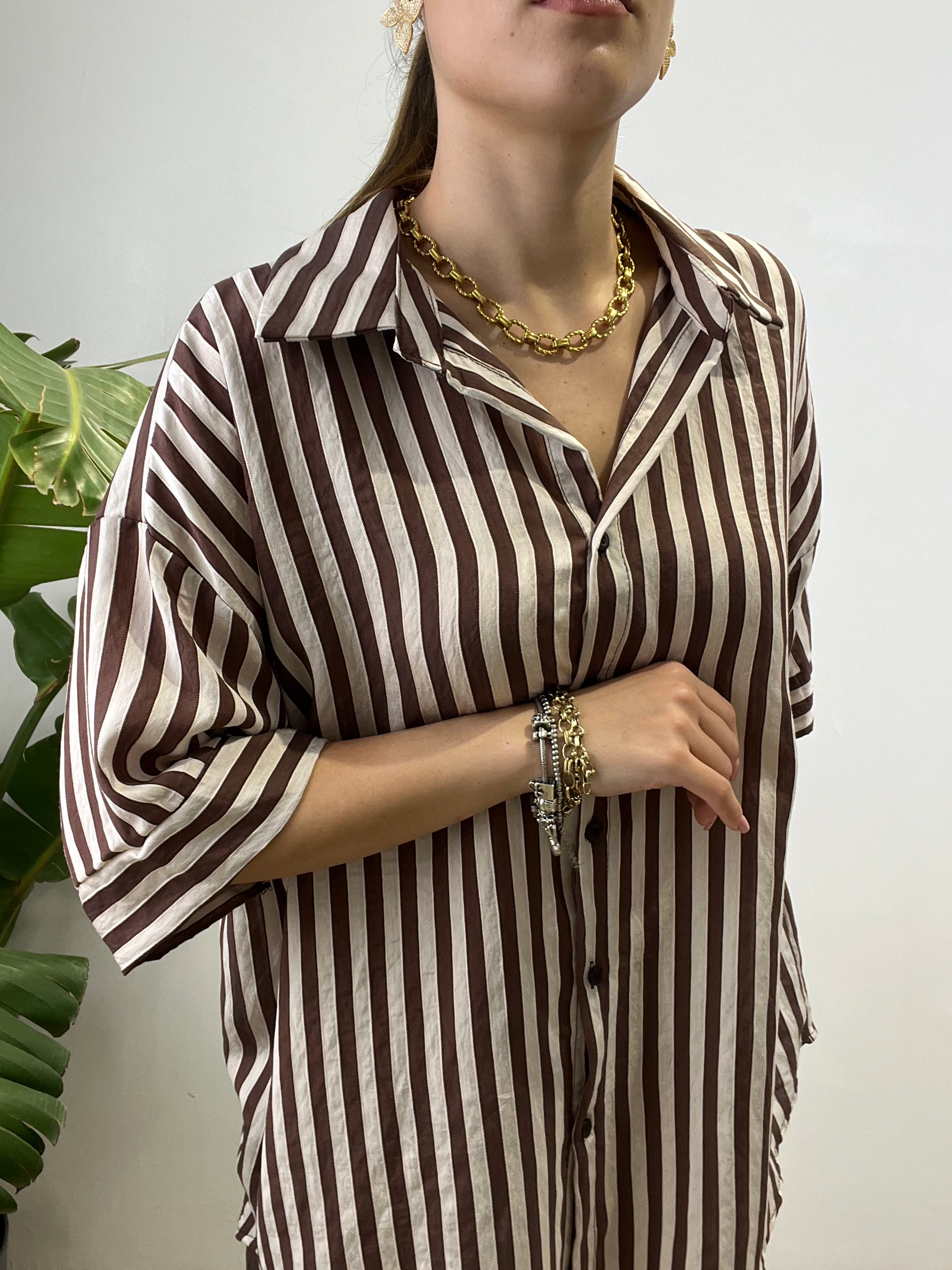 CAMICIA RIGHE MARRONE