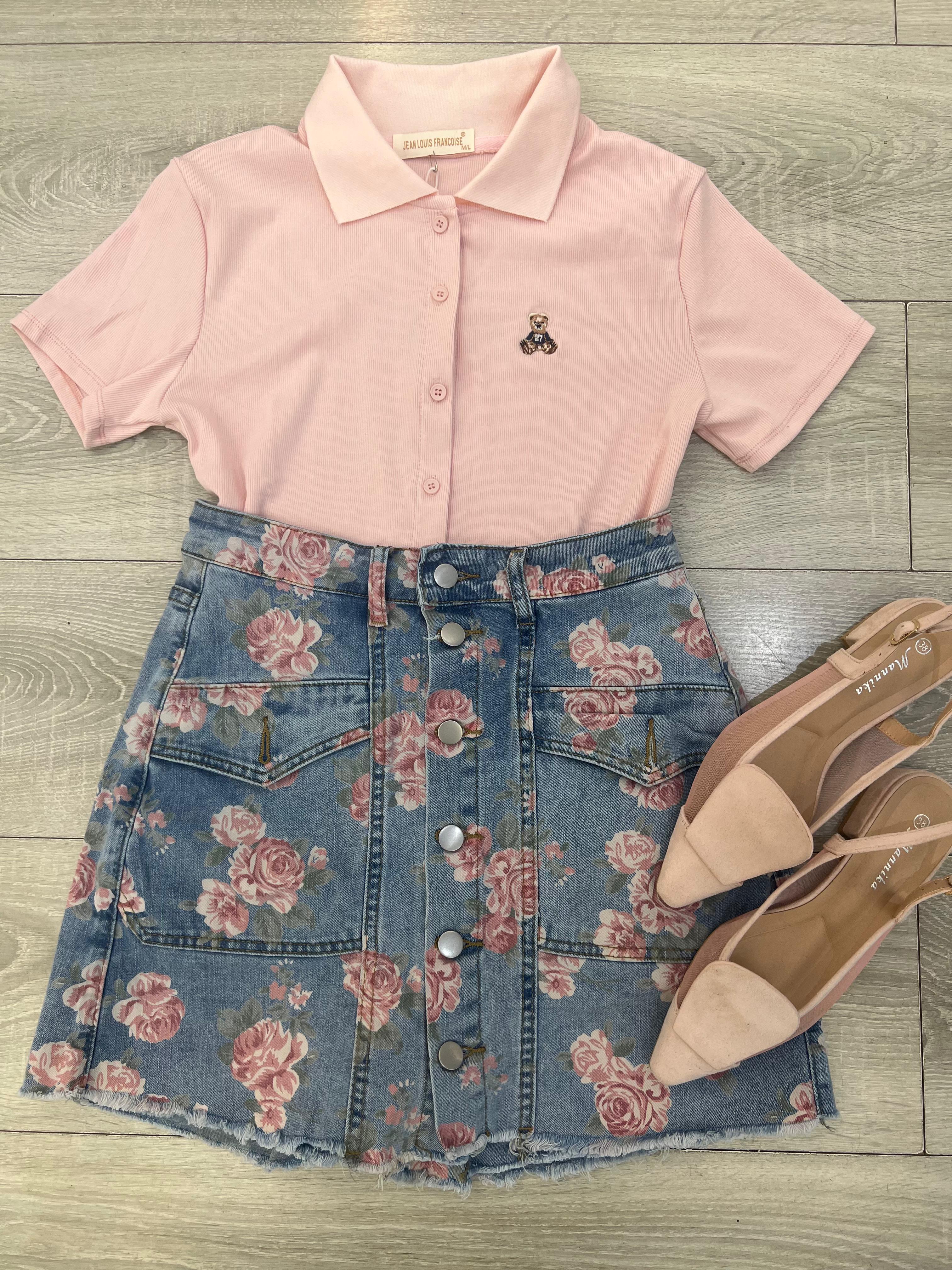 GONNA SHORT DENIM A FIORI