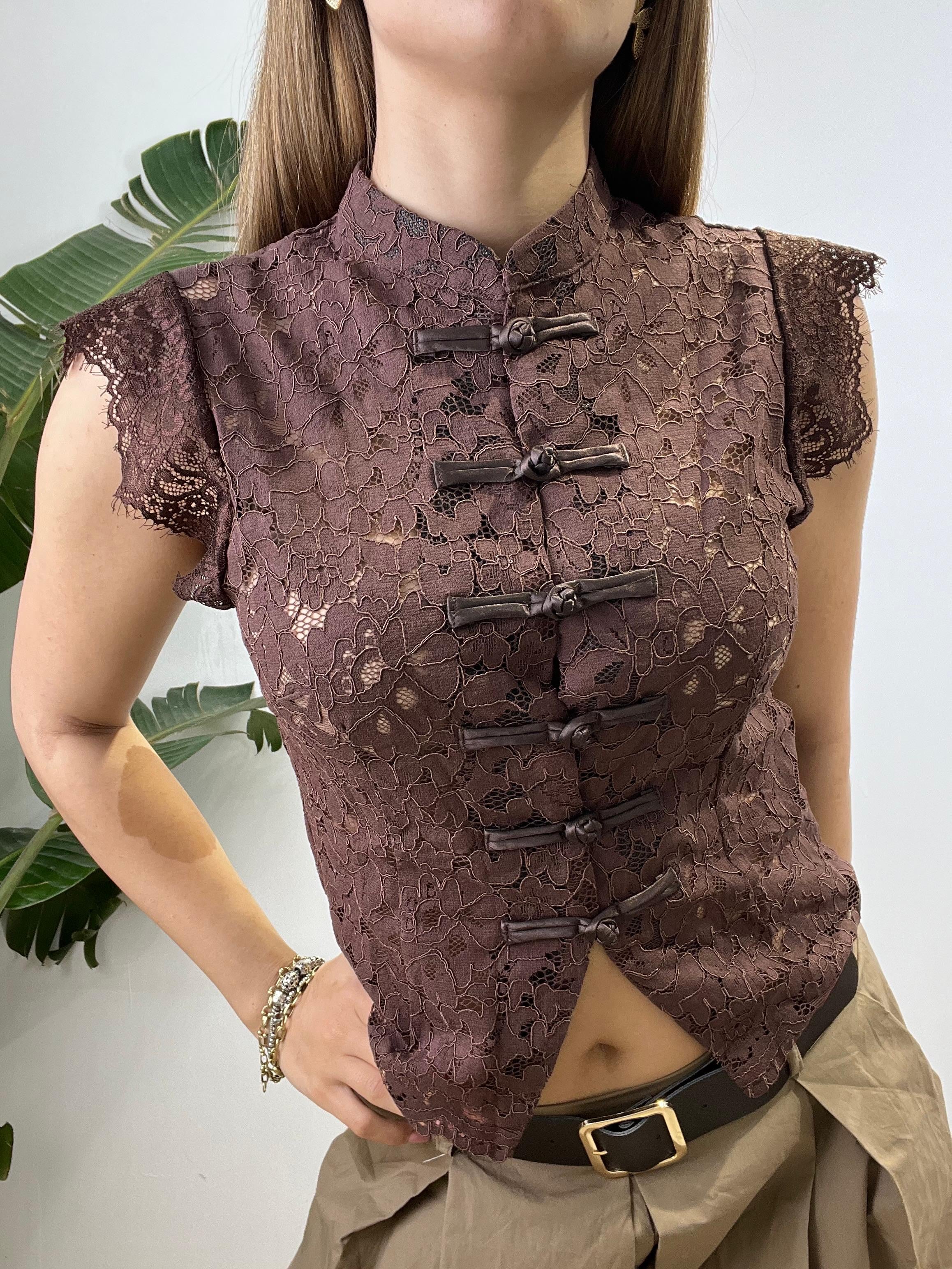 CAMICIA PIZZO SYRIA MARRONE