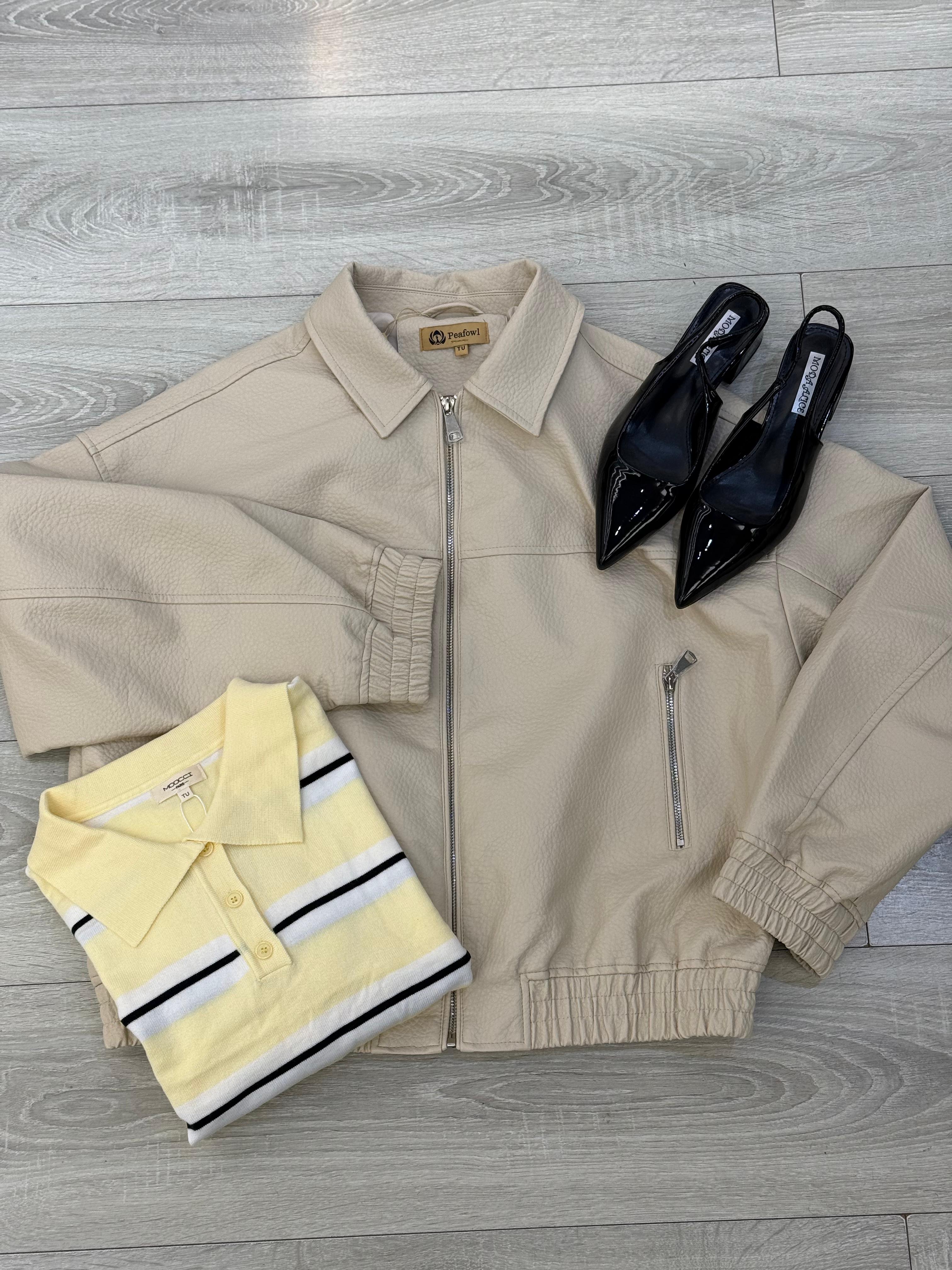 GIUBBINO ECOPELLE MARTELLATO BEIGE